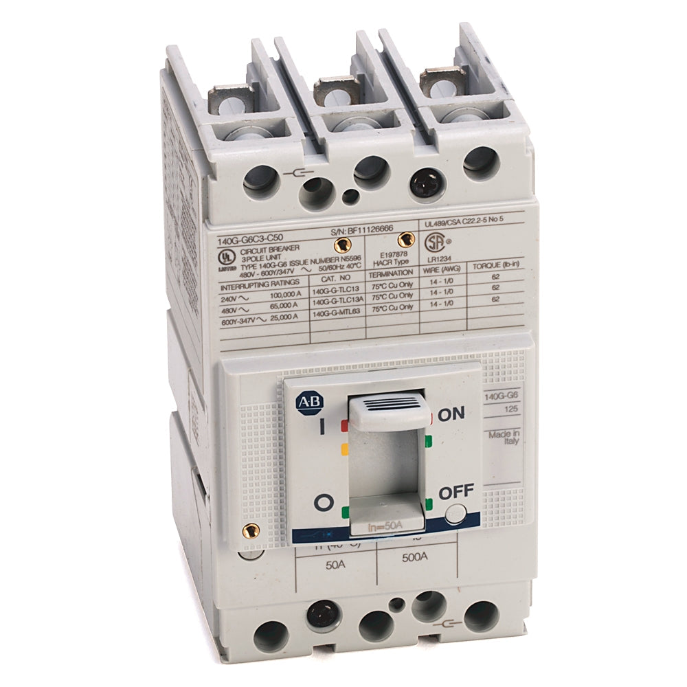 Allen-Bradley 140G-G6C3-D10 Circuit Breaker | 600V 100A 3P 65kA@480V Bolt-On Bulletin 140G