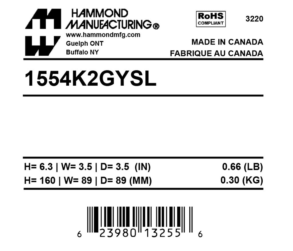 Hammond 1554K2GYSL Circuit Breaker Enclosure