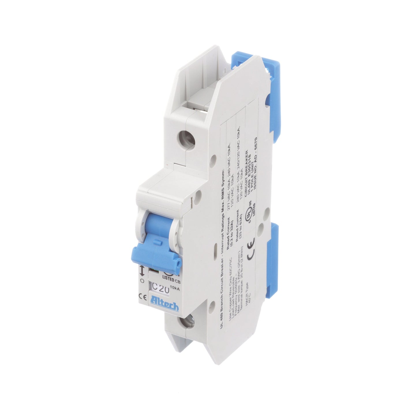 Altech 1CU20L Circuit Breaker | 20A 1P 10kA@480Y/277V Feed-Thru