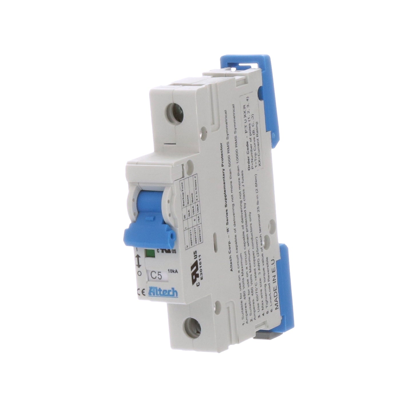 Altech 1CU5R Circuit Breaker | 5A 1P 10kA@480Y/277V Feed-Thru