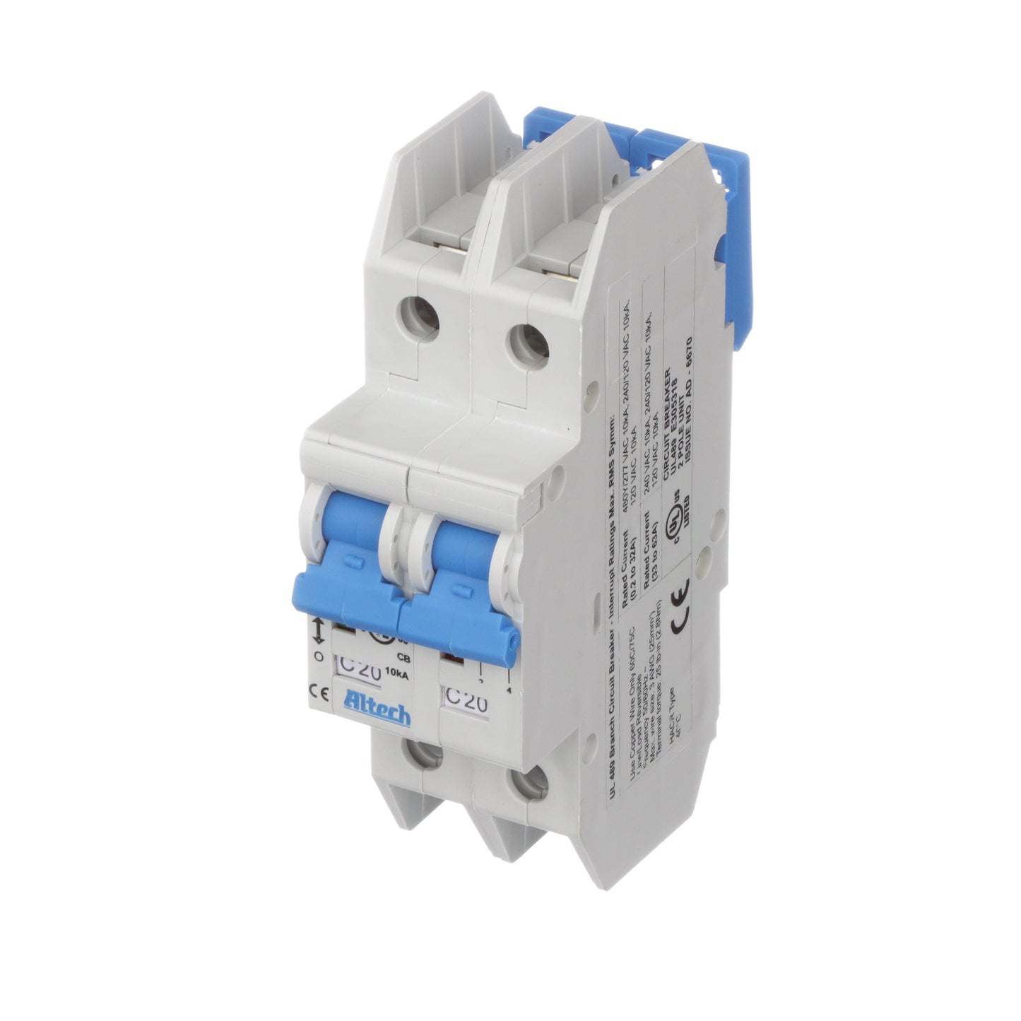 Altech Corp 2CU20L Circuit Breaker | 277V 20A 2 Pole Molded Case Thermal Magnetic
