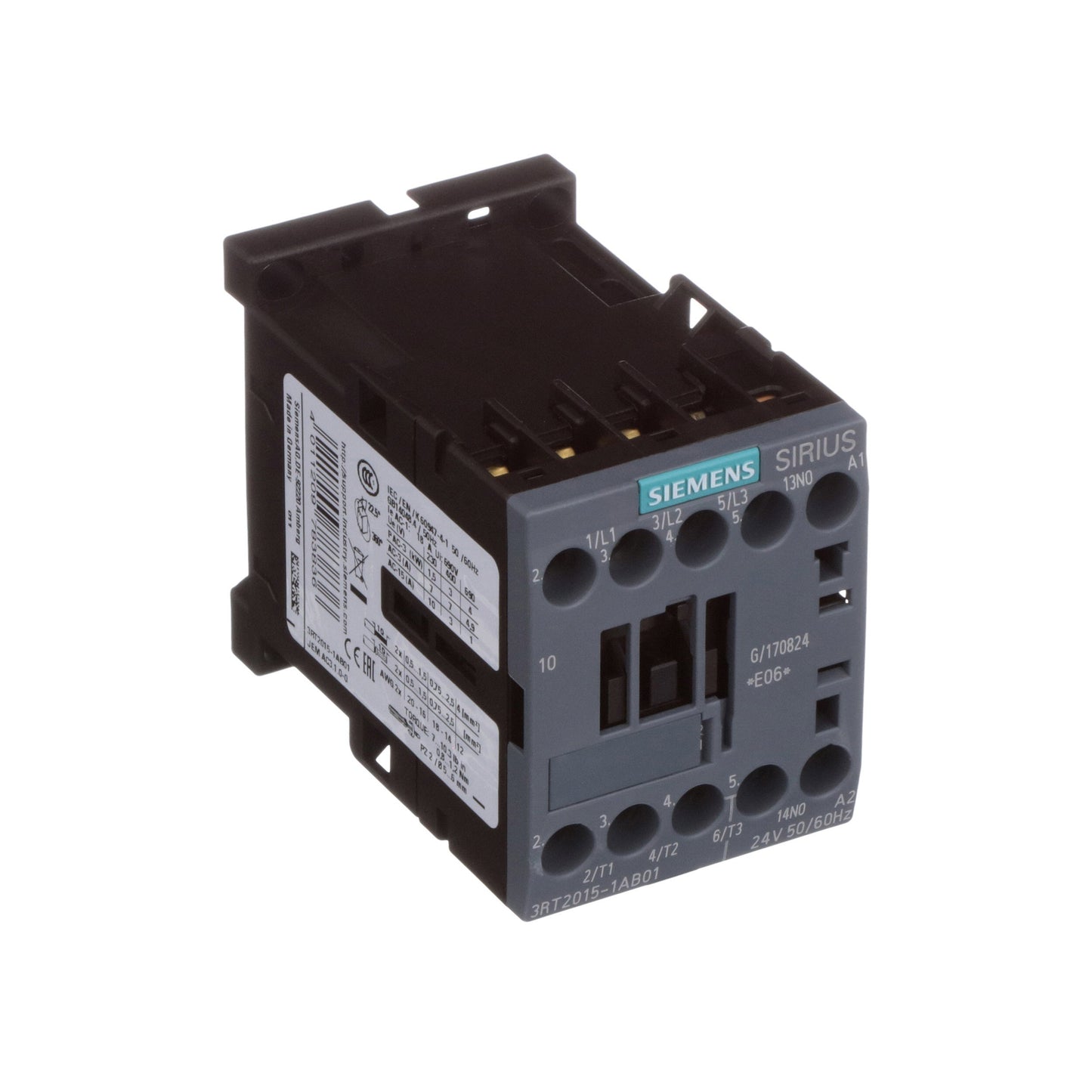 Siemens 3RT20151AB01 Contactors | 24 VAC 7 A 3 kW 400 V 3RT Series