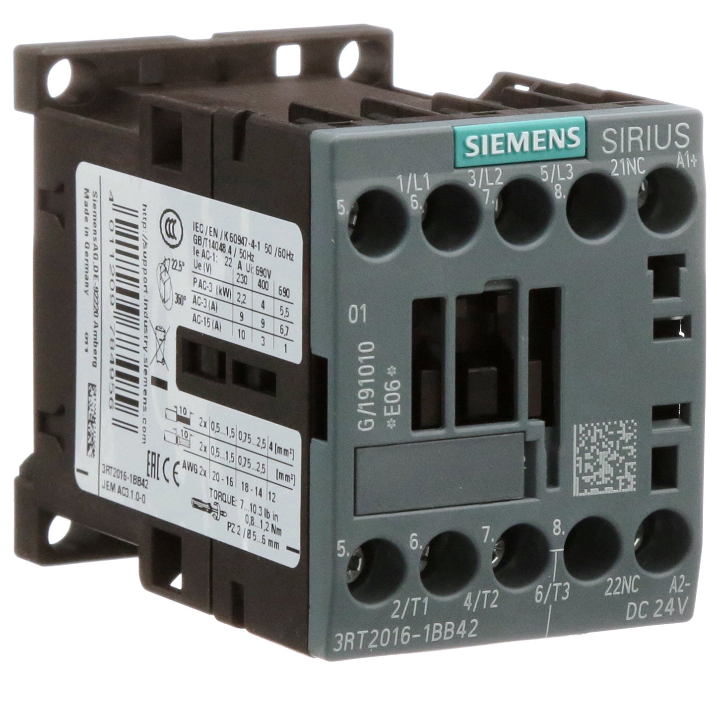 Siemens 3RT20161BB42 Contactor | 600V 400A 3P 3 phase