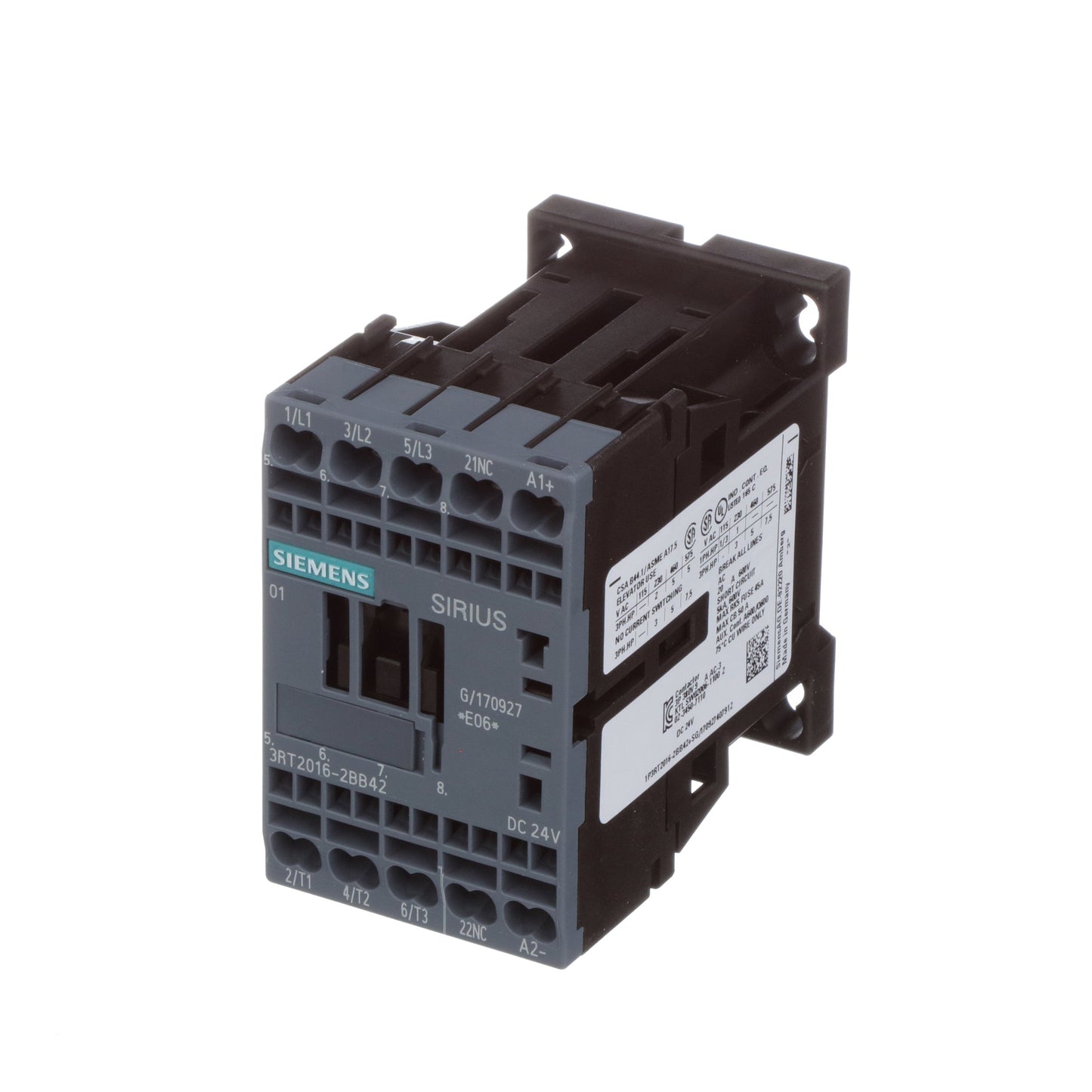 Siemens 3RT20162BB42 Contactors | 9A 4kW 400V 24VDC 3RT Series