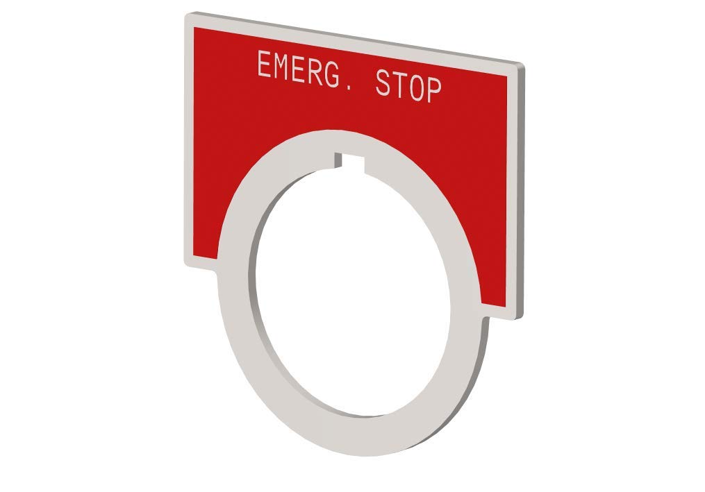 Siemens 52NL16R Legend Plate Emergency Stop Red with White 1.25in H x 2.00in W Class 52