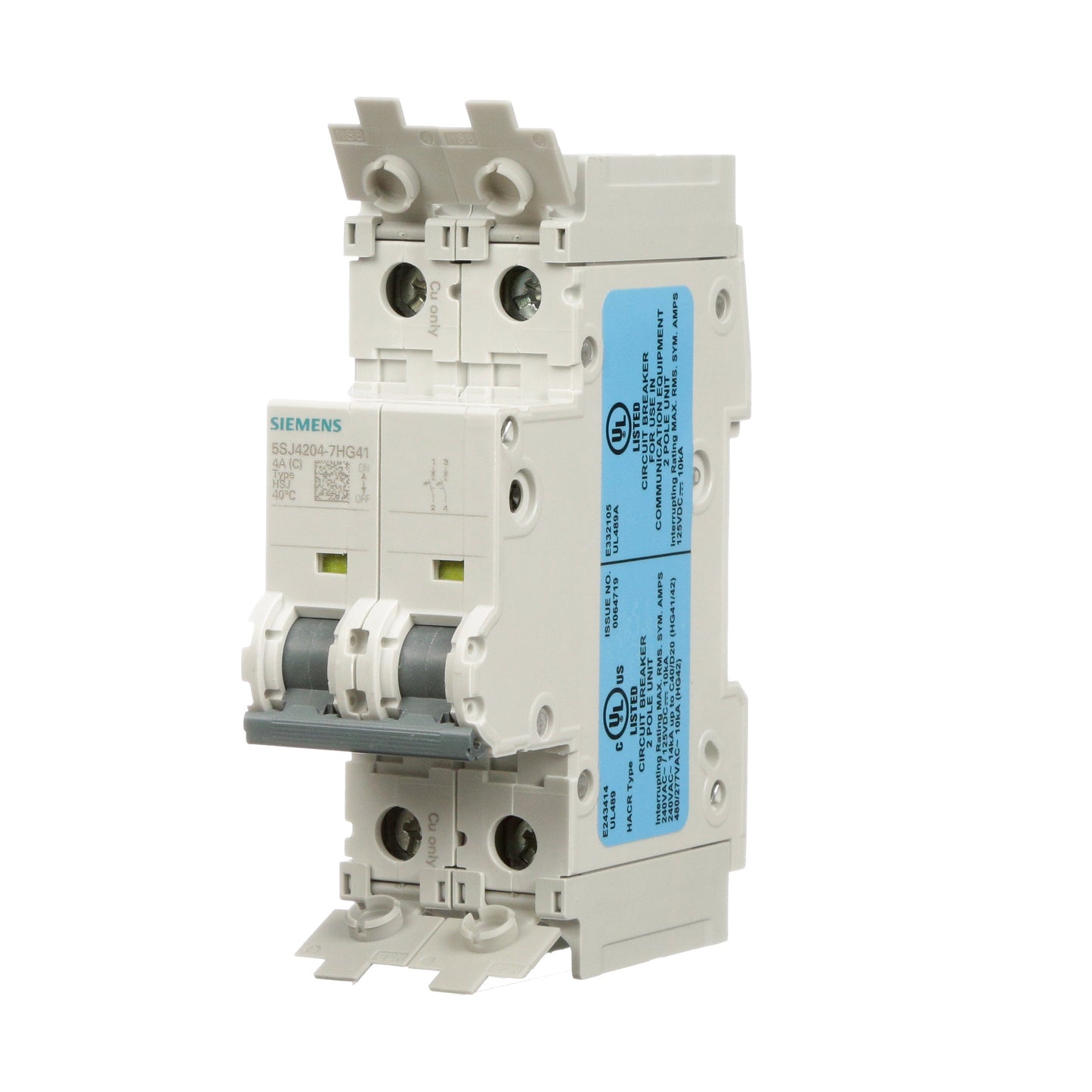 Siemens 5SJ4204-7HG41 Circuit Breaker | 240V 4A 2P 14kA@240V Feed-Thru 5SJ Series