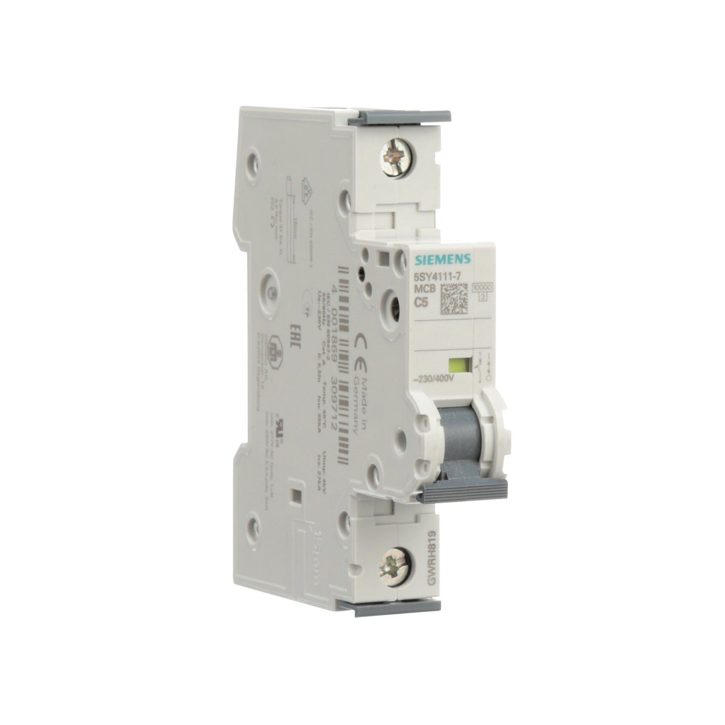 Siemens 5SY4111-7 Circuit Breaker | 400V 6A 1P 10kA@230V Feed-Thru 5SY Series