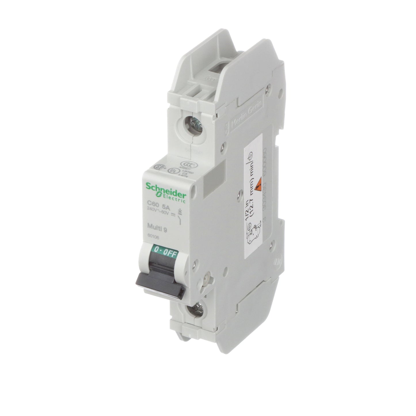 Square D 60106 Circuit Breaker | 240V 5A 1P 10kA@120V Feed-Thru Multi9 C60