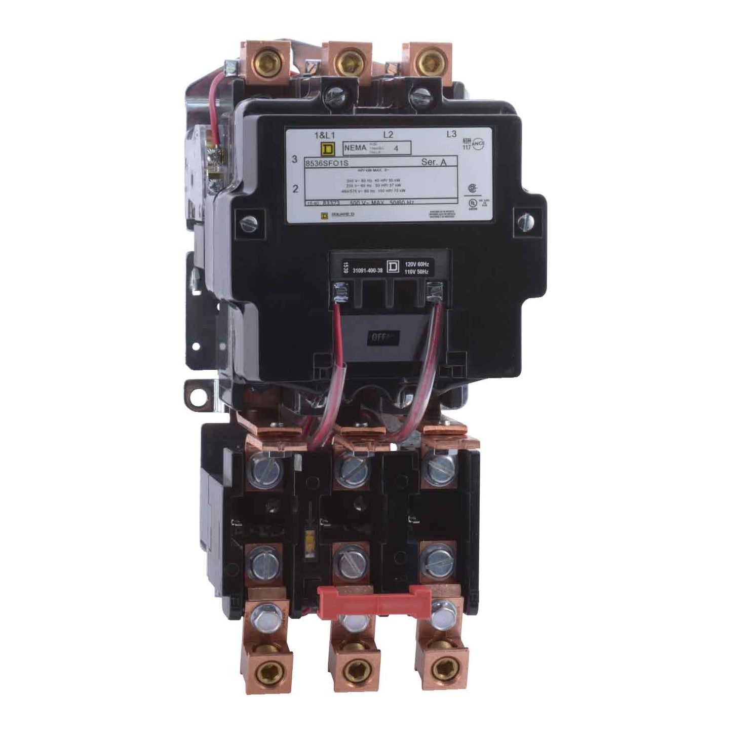 Square D 8536SFO1V06 Motor Starter 3 pole 3 phase 600V 135A 440V coil Class 8536
