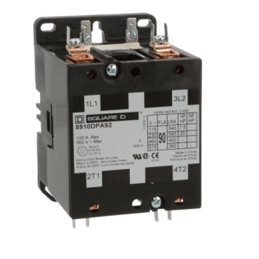 8910DPA92V02 Square D Class 8910 Contactor 2 pole 6V 9A 110VV coil - Essential Electric Supply