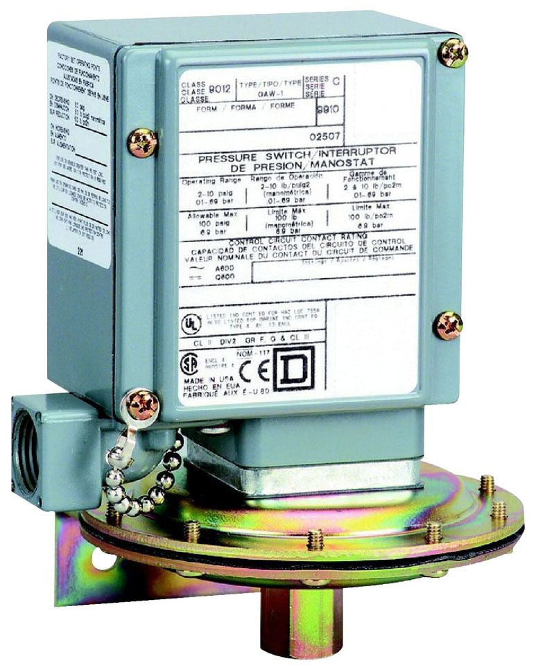 Telemecanique 9012GAW1Z Electrical 0.2 to 10 PSIG adjustable scale two thresholds