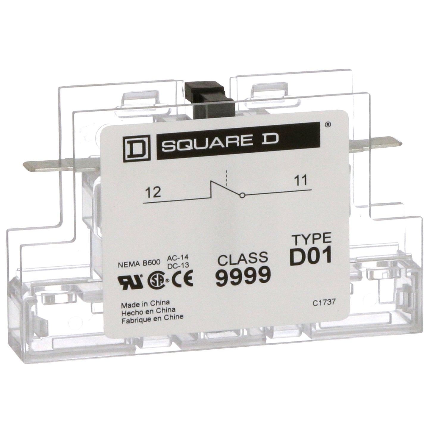 Square D 9999D01 Contactor And Motor Starter Auxiliary | 1NC Class 9999