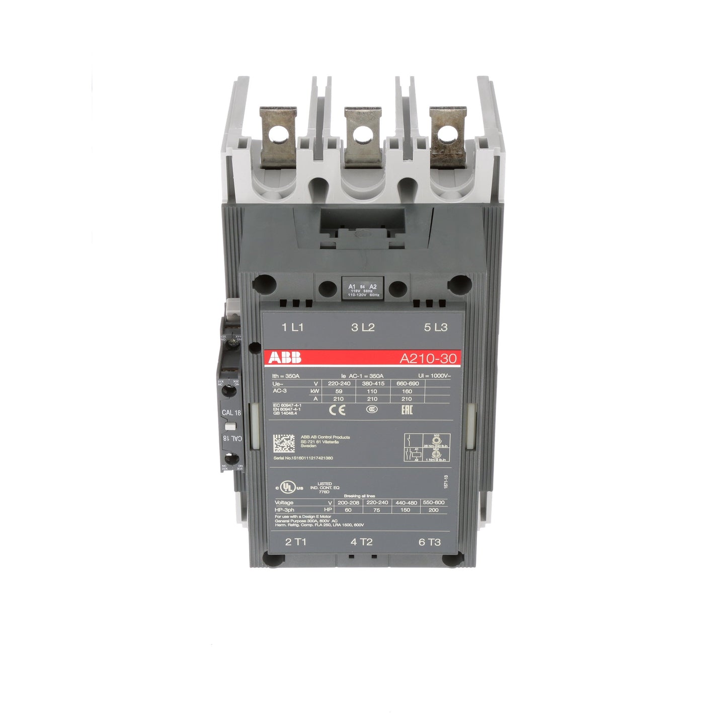 ABB A210-30-11-84 Contactor | 3P 3PH 600V 192A 110V Coil A-Line