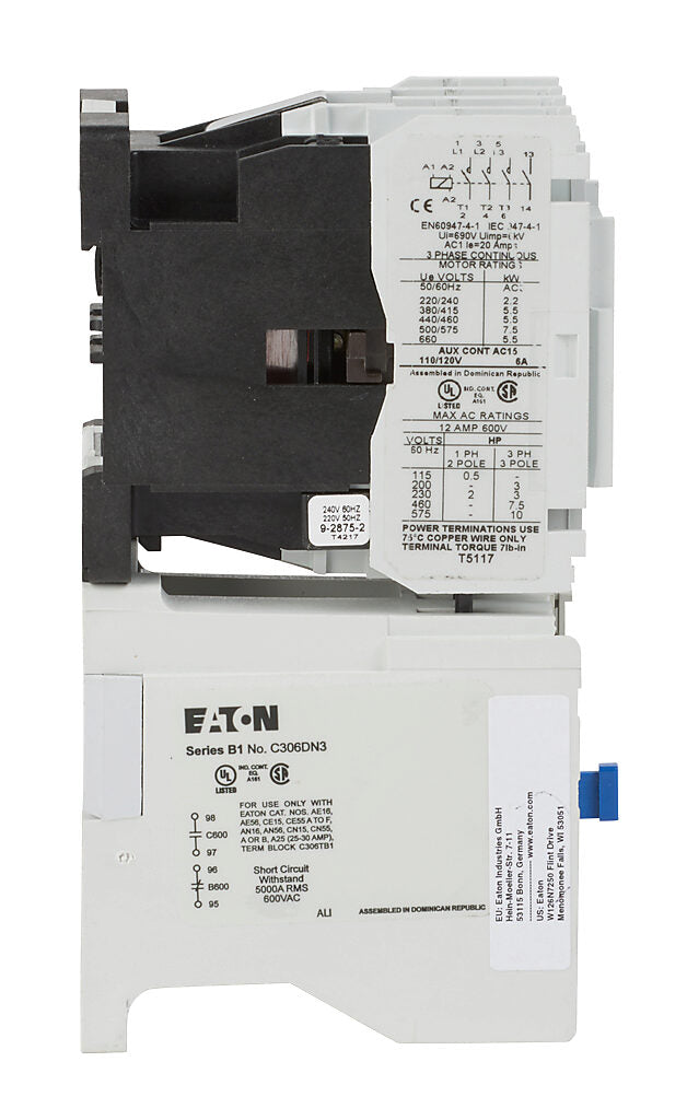 Cutler Hammer AE16CNS0BC Motor Starter | 3P 3PH 600V 12A 220V Coil