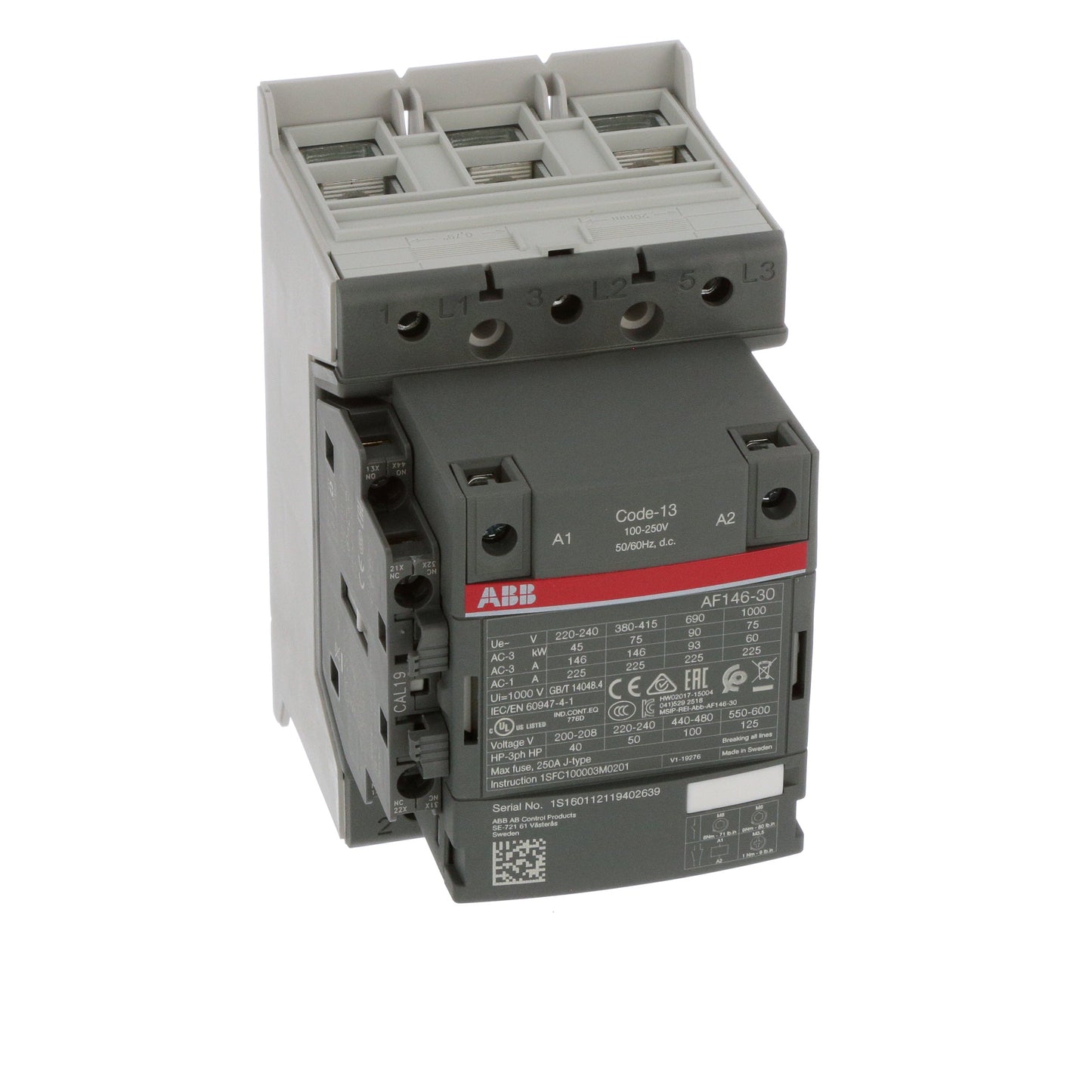 ABB AF146-30-11-13 Contactor | 3P 3PH 1000V 225A 100V A-Line