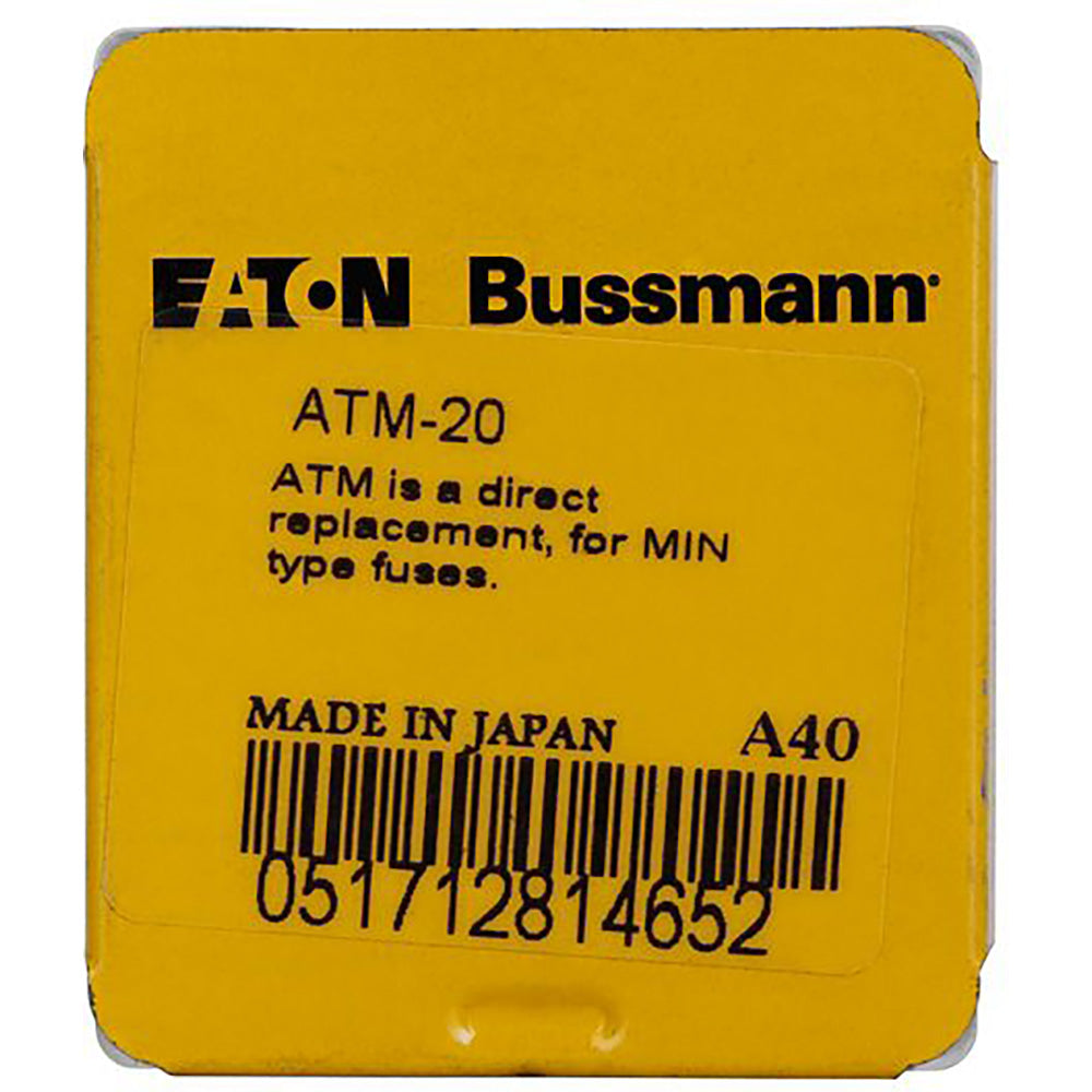 Bussmann ATM-20 Low Voltage Fuse | 32V 20A 1kA@32Vdc ATM Series