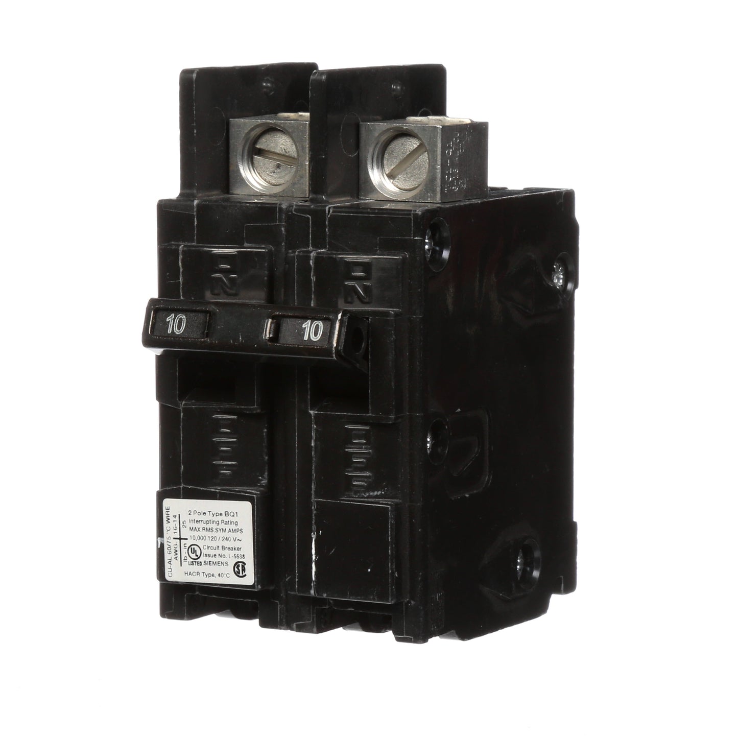 Siemens BQ2B010L Circuit Breaker | 240V 10A 2P 10kA@240V Bolt-On BQ Series