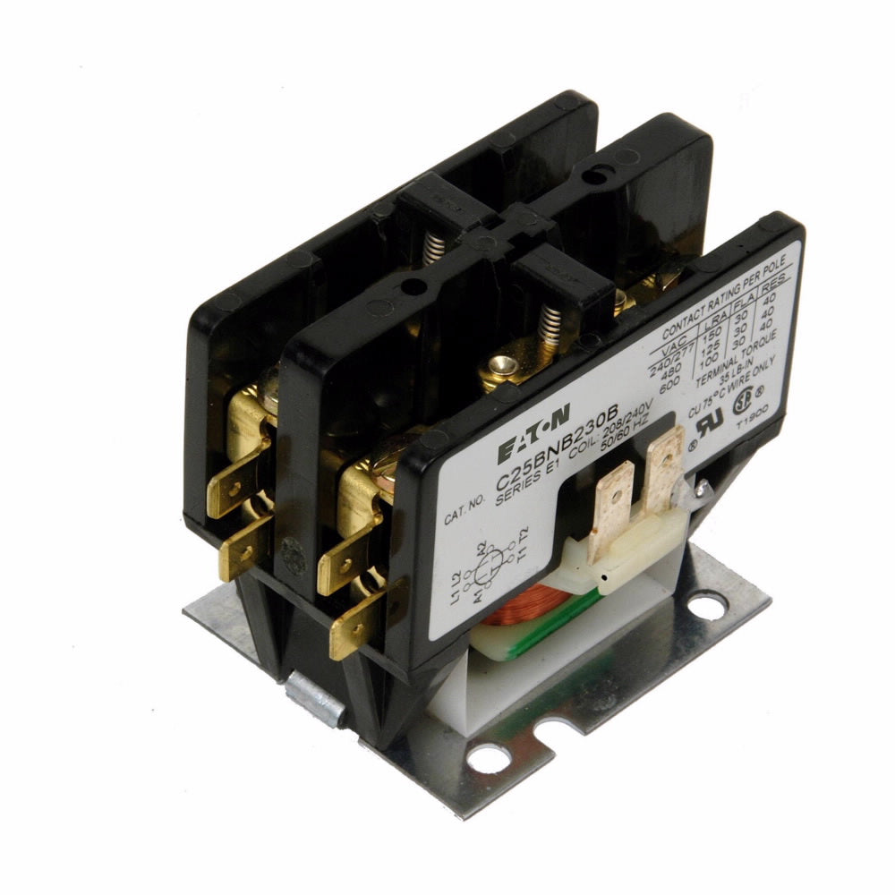 Cutler Hammer C25BNB230B Contactor | 2 pole 1 phase 600V 30A 208V coil C25 Series