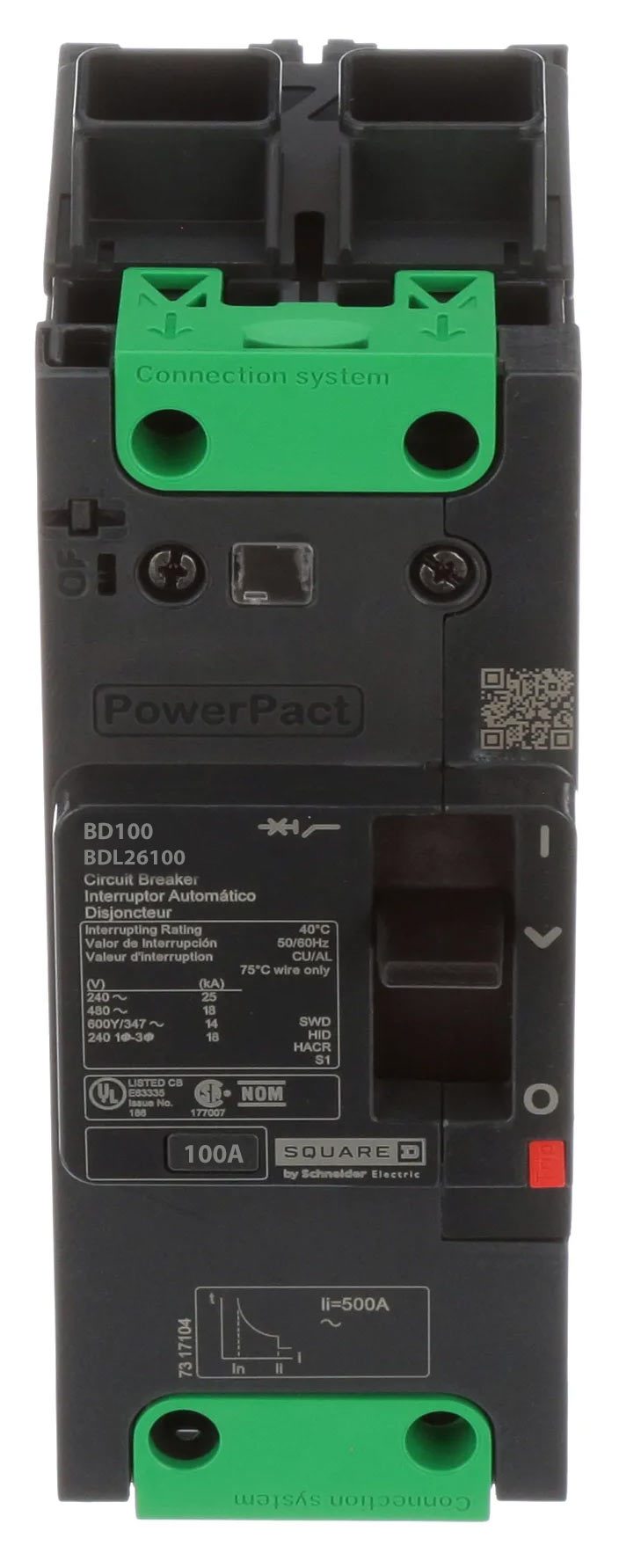 Schneider Electric BDL26100 Circuit Breaker | 600V 100A 2P 18kA@480V Feed-Thru Powerpact