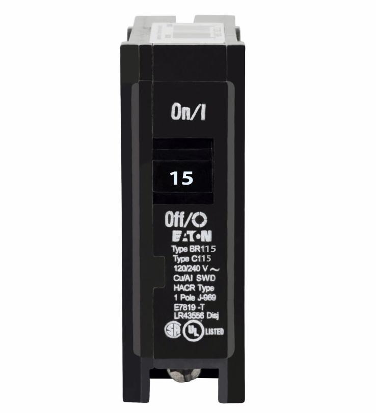 Eaton BR115 Circuit Breaker | 209V 15A 1P 10kA@120V Plug-In BR Series