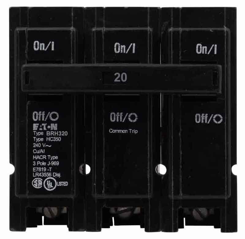 Cutler Hammer BRH320 Circuit Breaker | 240V 20A 3P 22kA@240V Plug-In BR Series
