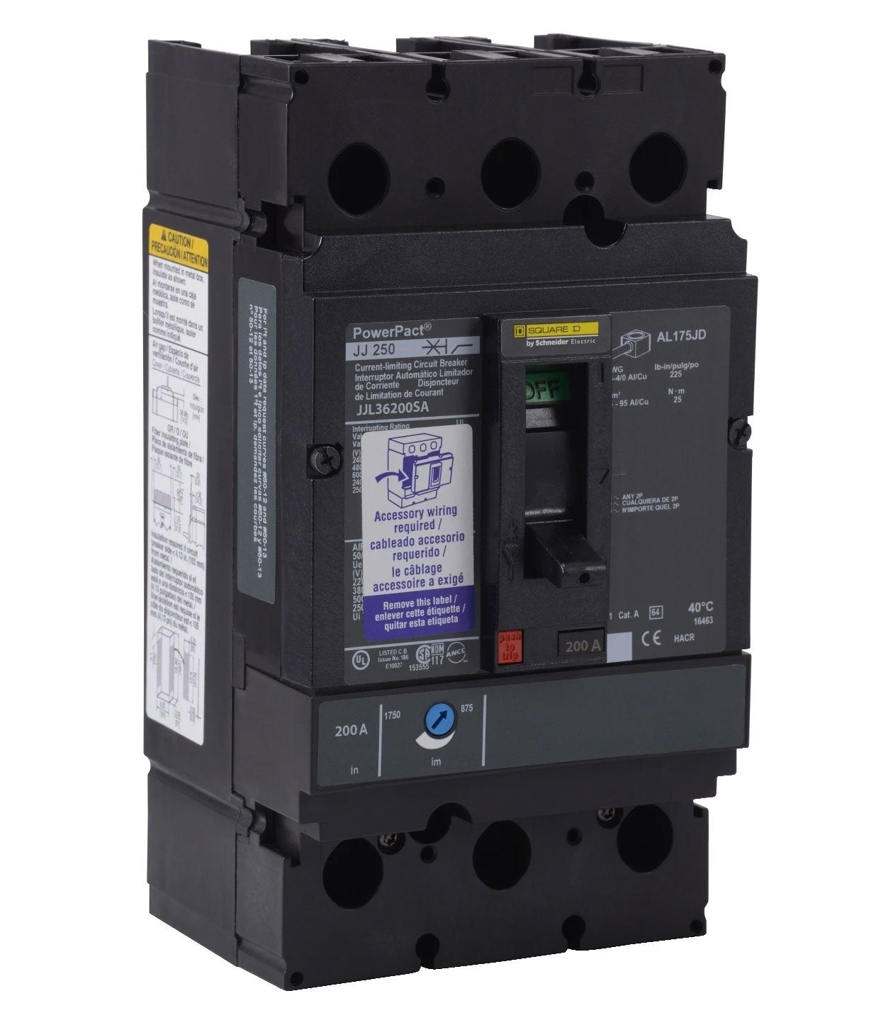 Square D JJL36200SA Circuit Breaker | 600V 200A 3P 65kA@480V Feed-Thru JJL Powerpact
