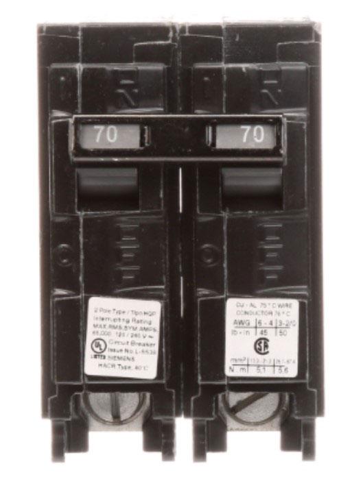 Siemens Q270HH Circuit Breaker | 240V 70A 2P 65kA@240V Plug-In Q Series