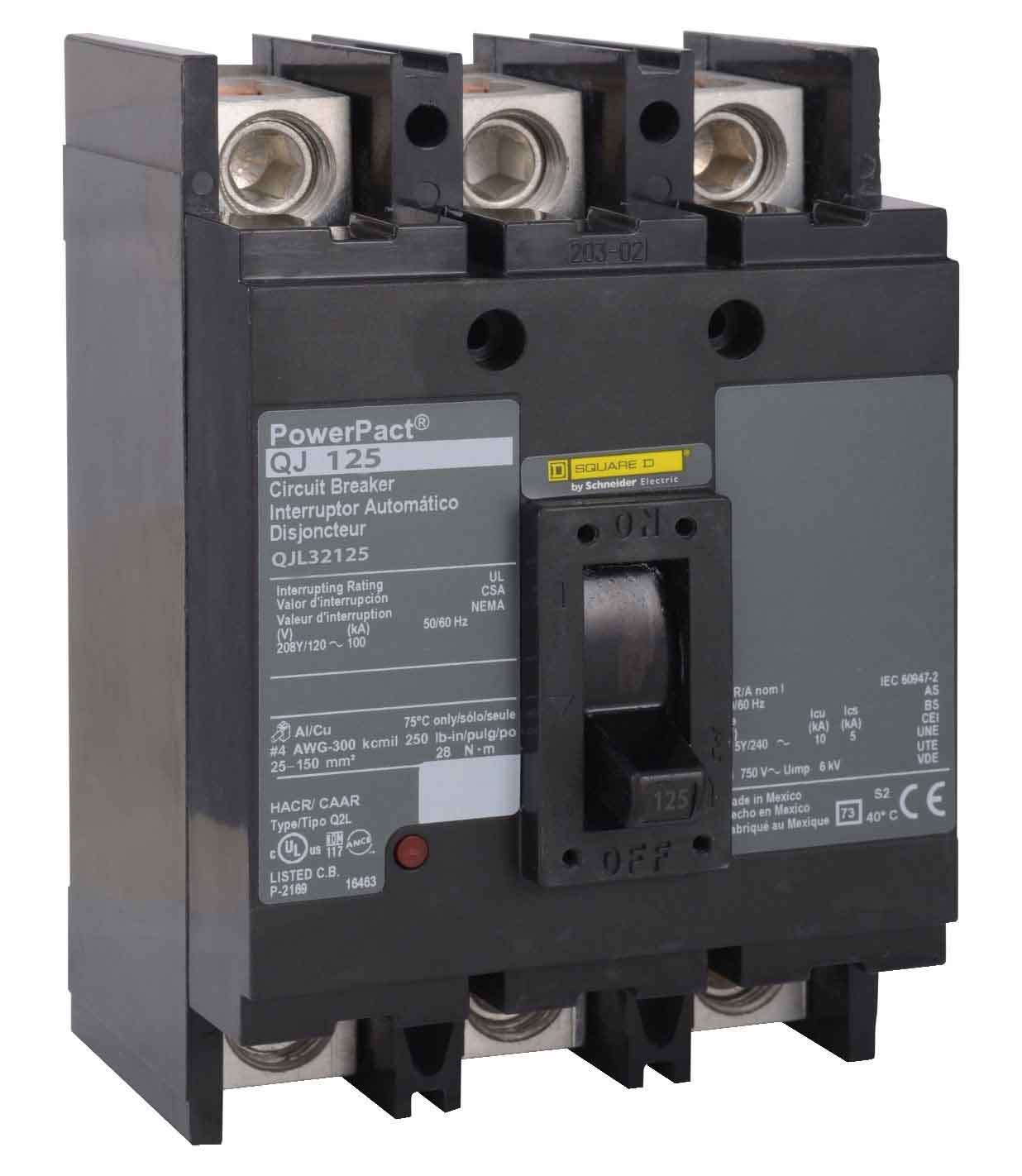 Square D QJL32125 Circuit Breaker | Powerpact QJL 240V 125A