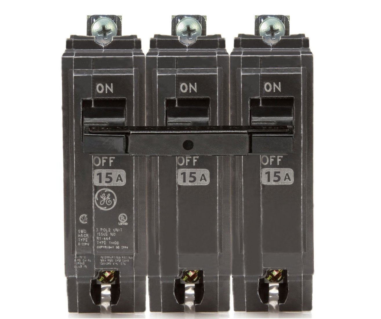 General Electric THQB32015 Circuit Breaker | 240V 15A 3P 10kA@208V Bolt-On Q-Line