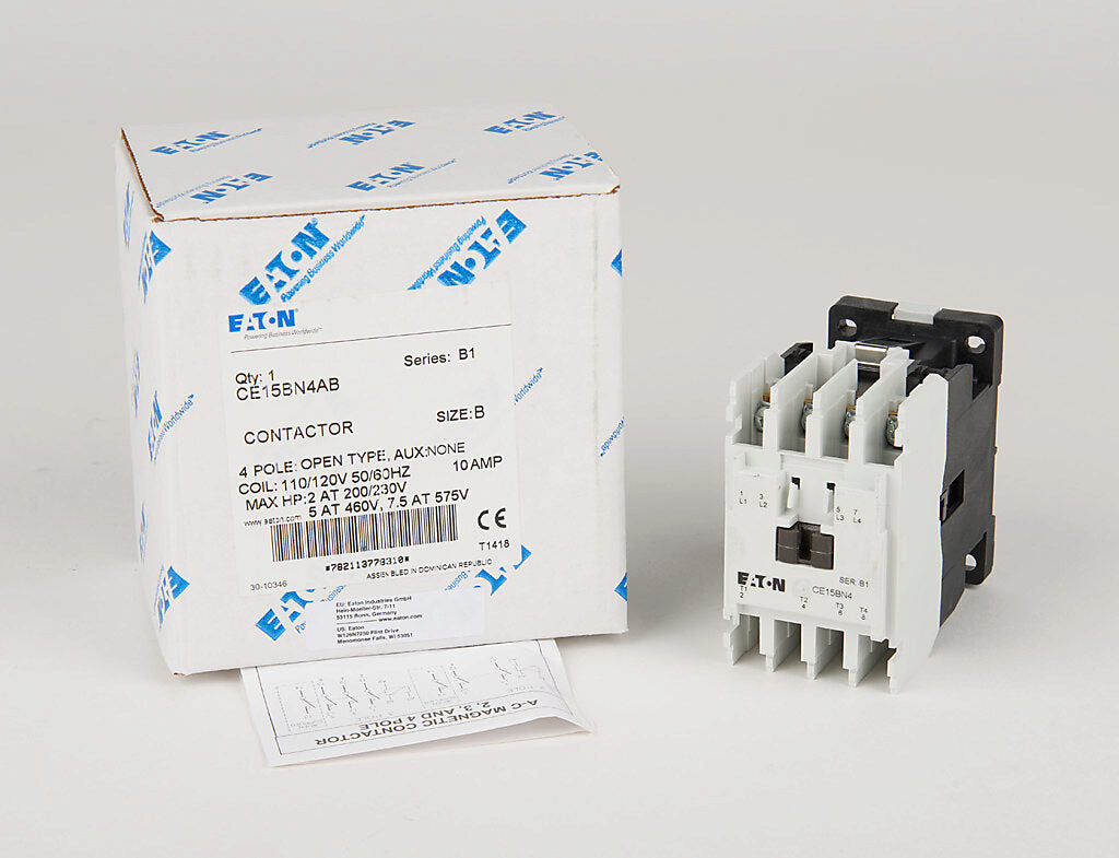 Cutler Hammer CE15BN4AB Contactor 4 pole 3 phase 600V 10A 110V coil