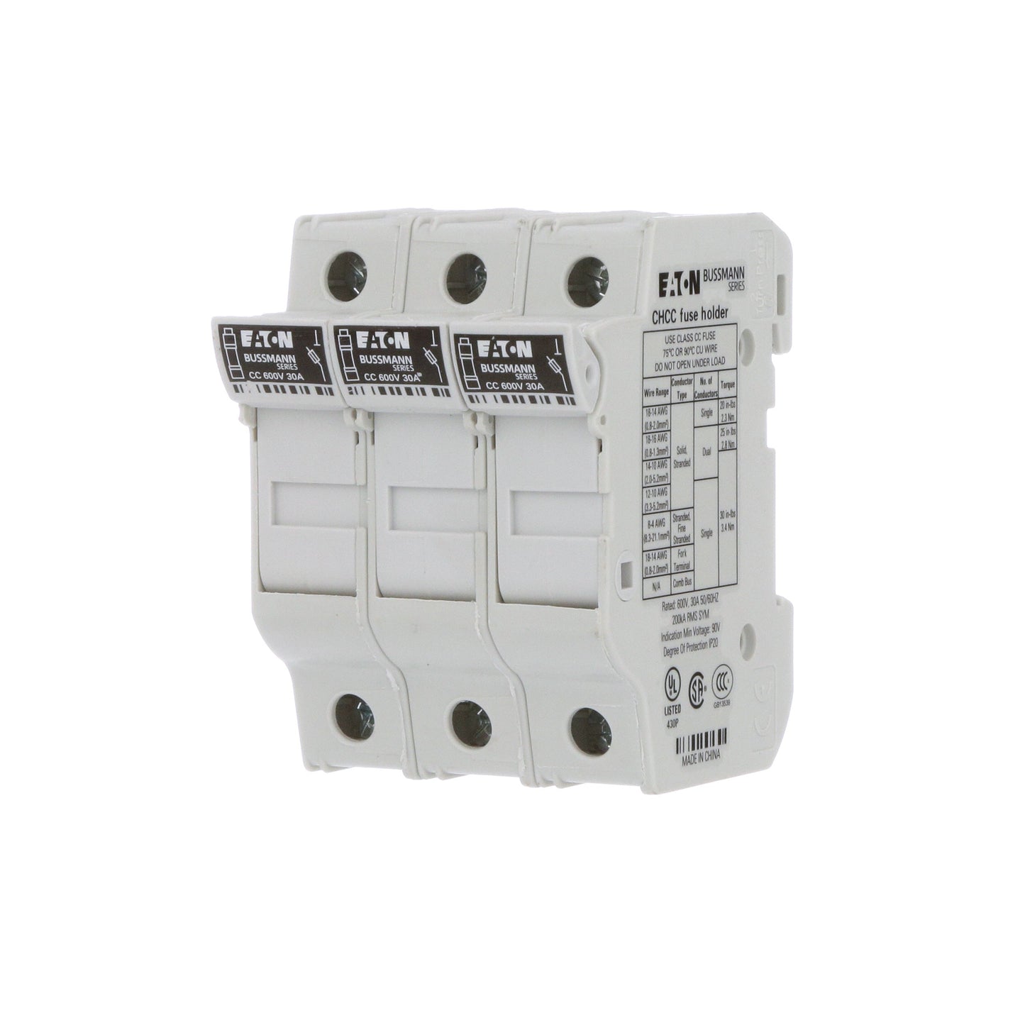 Bussmann CHCC3DU Fuse Block | 600V 30A CH Series