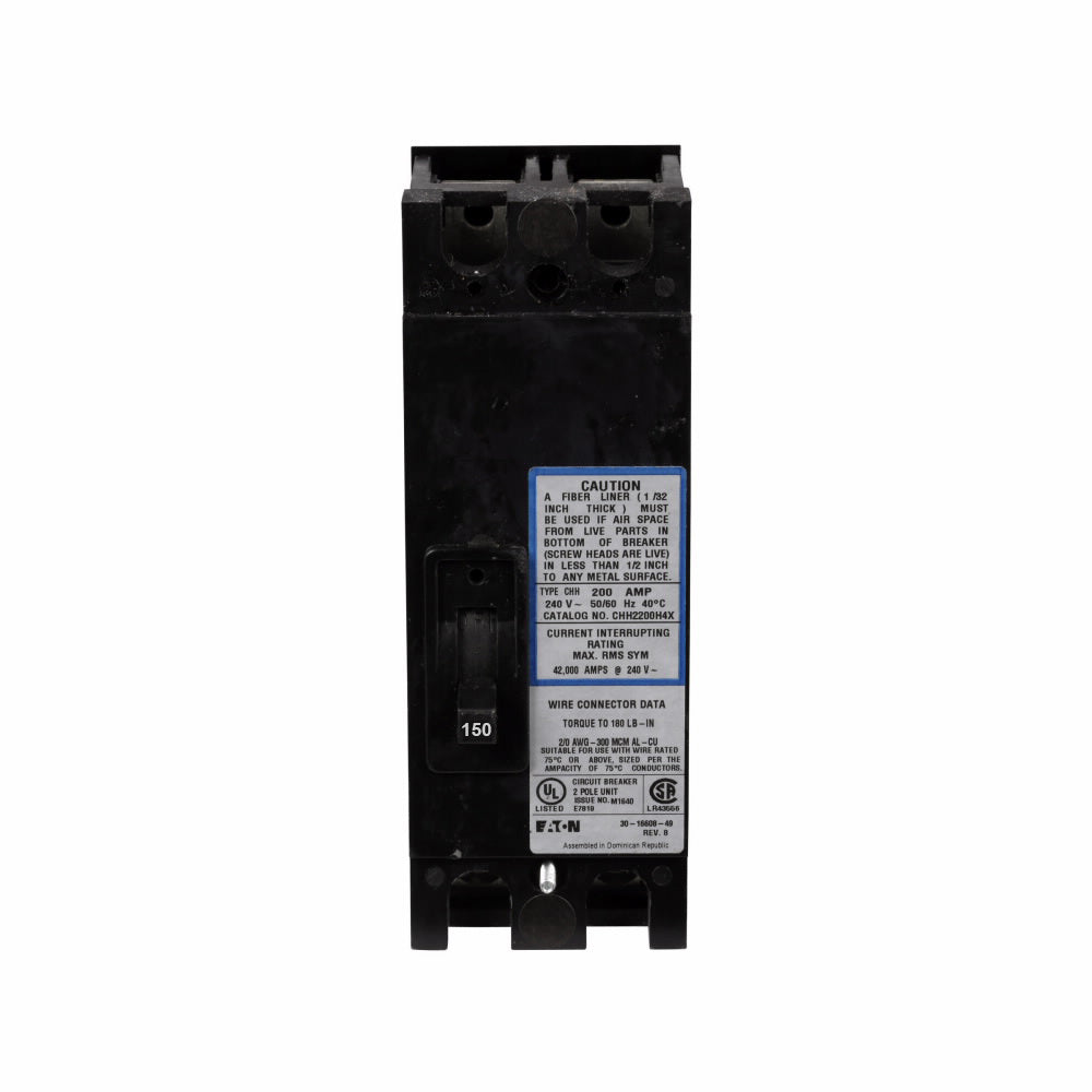 Cutler Hammer CHH2150H4X Molded Case Circuit Breaker | 240V 150A 2P 42kA@240V Bolt-On CHH Series