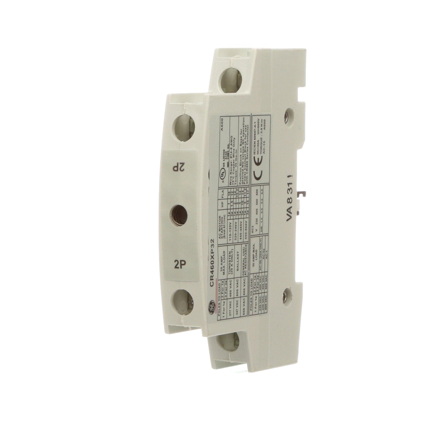 General Electric CR460XP32 Contactor And Motor Starter Auxiliary 2P CR460 Series