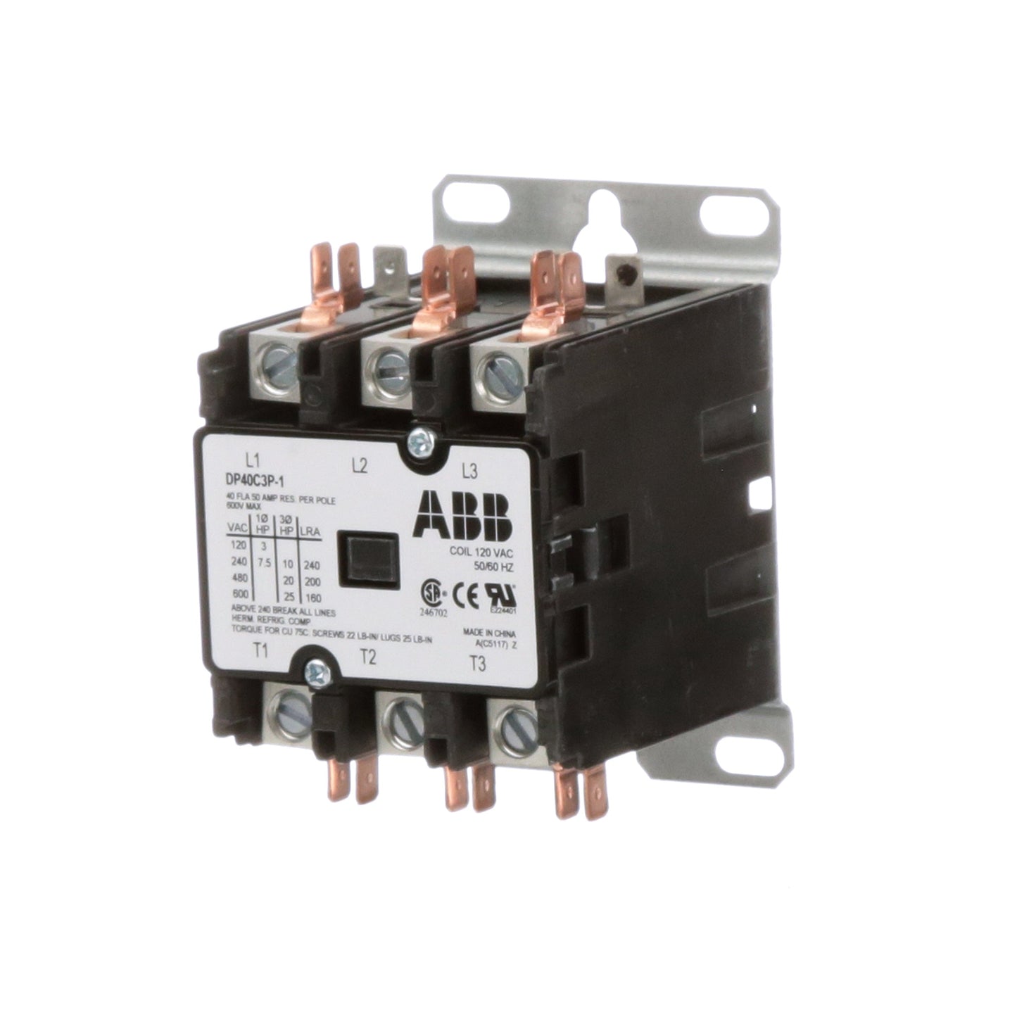 ABB DP40C3P-1 Contactor | 3P 3PH 600V 40A 20HP DP Series