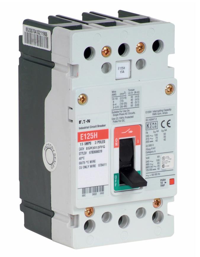 Cutler Hammer EGH3015FFG Molded Case Circuit Breaker | 600V 15A 3P 65kA@480V Bolt-On Series G
