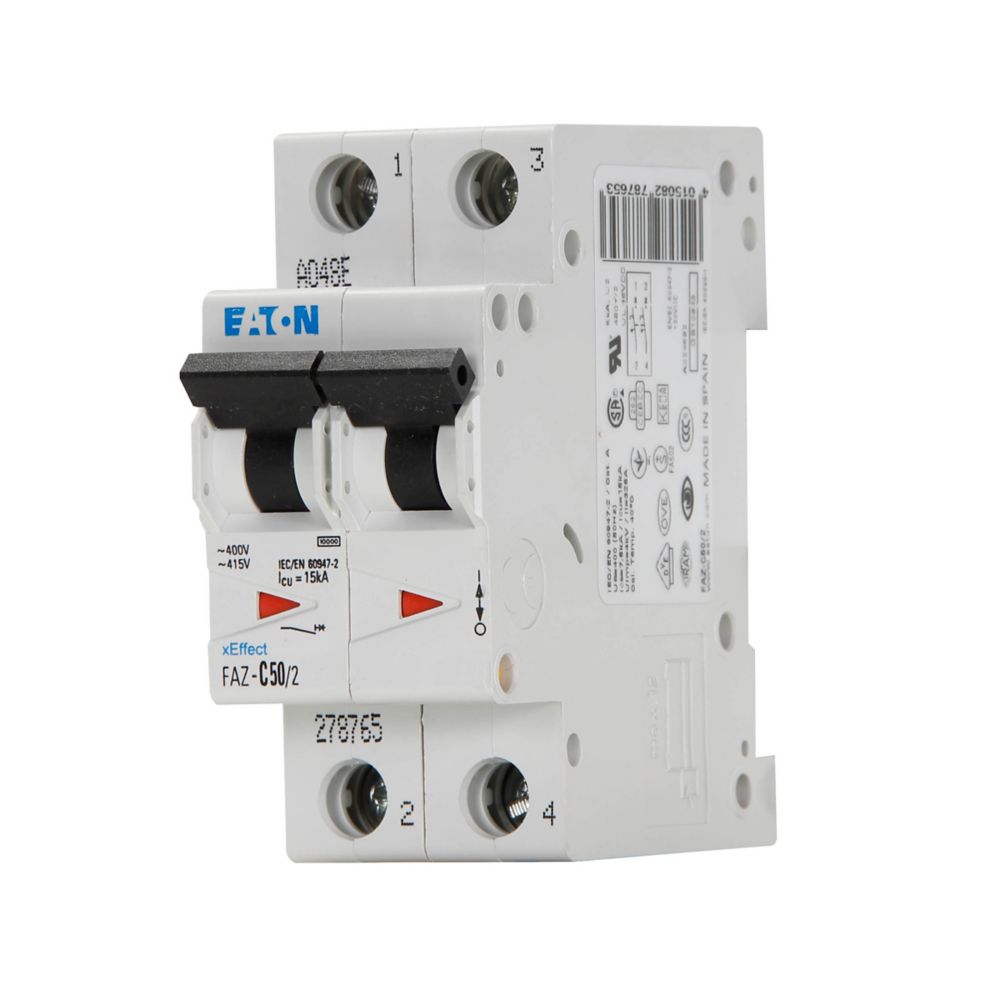 Eaton FAZ-C50/2 Circuit Breaker | FAZ Series FAZ 2V 50A