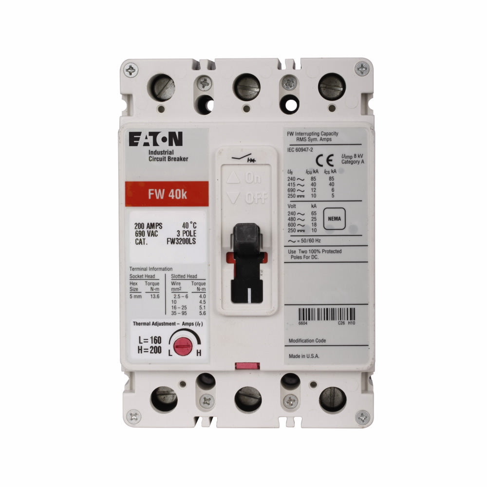 Cutler Hammer FW3040JL Circuit Breaker | 690V 40A 3 Pole 40kA@415V Series C IEC