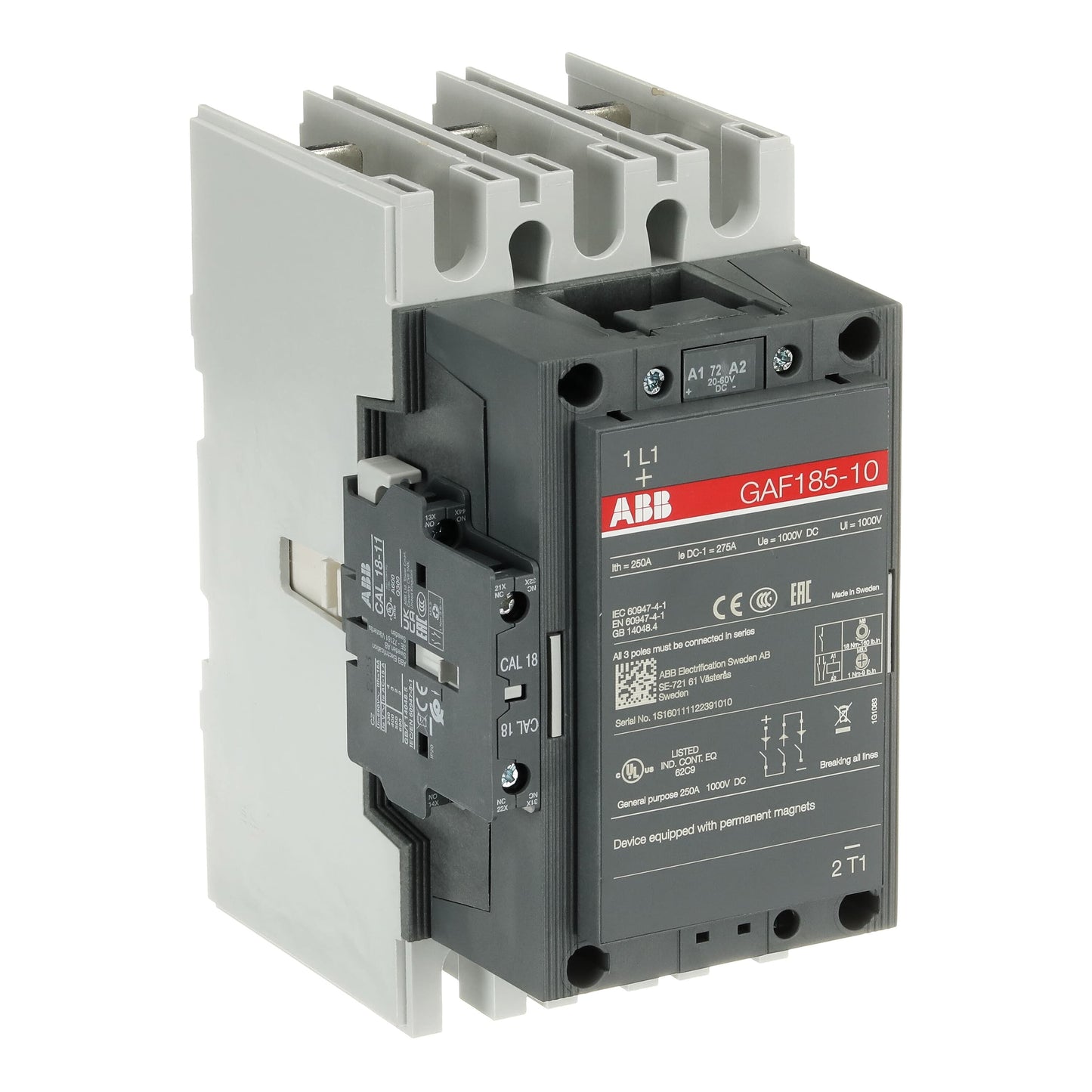 ABB GAF185-10-11-72 Contactor | 20 VDC 1 NO 50 Hz
