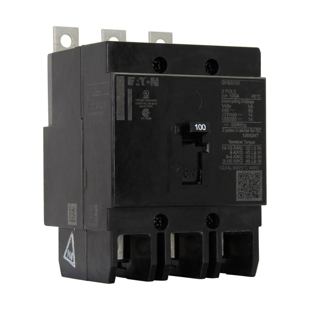Eaton GHB3100V Molded Case Circuit Breaker | 480V 100A 3P 14kA@480V Bolt-On Series C