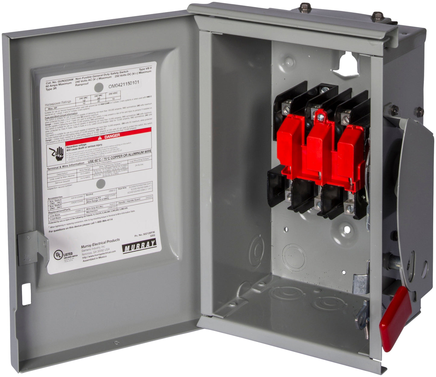 Murray GUN322AW Safety Switch | 60A 240V 3P NEMA 3R