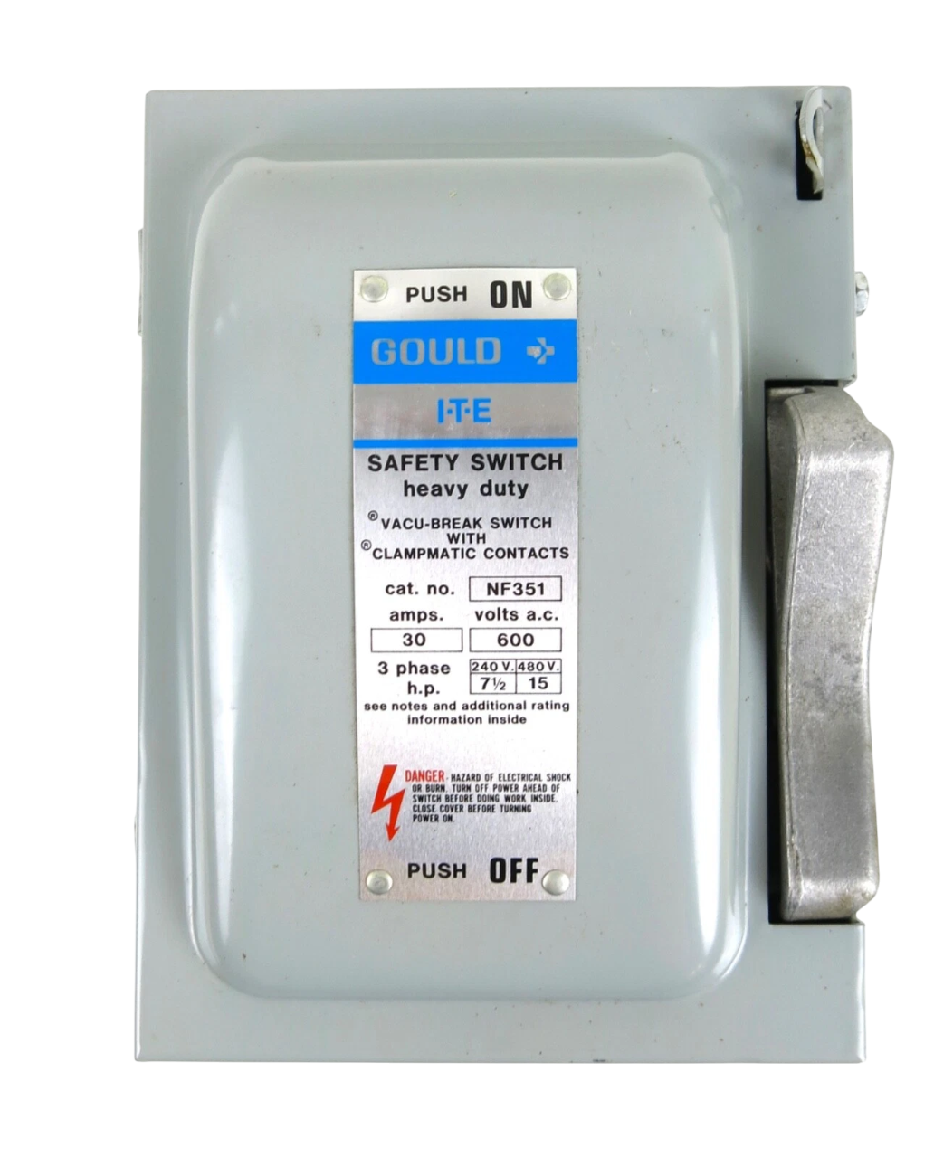 Gould NF351 Switch | 600V 30A 3P 3Ph Non-Fusible Vacu-Break