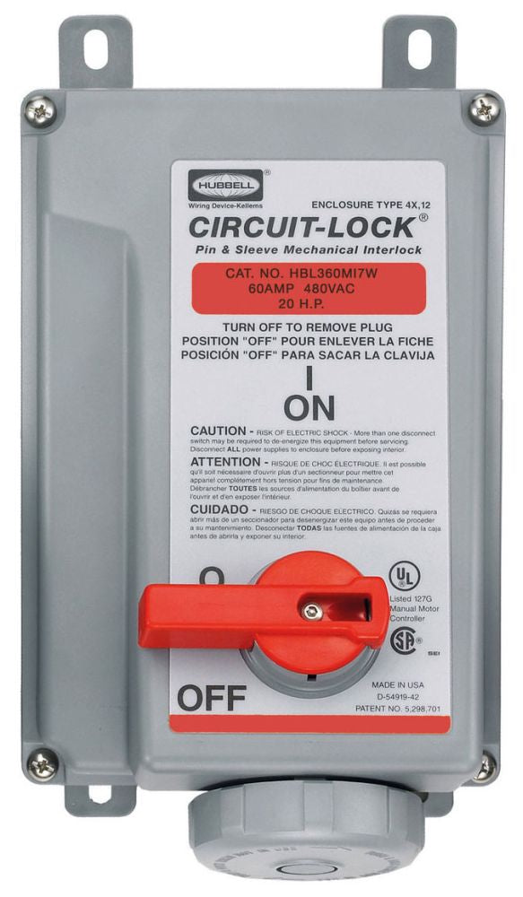 Hubbell HBL4100MI7W Pin and Sleeve Device | 480V Locking Devices