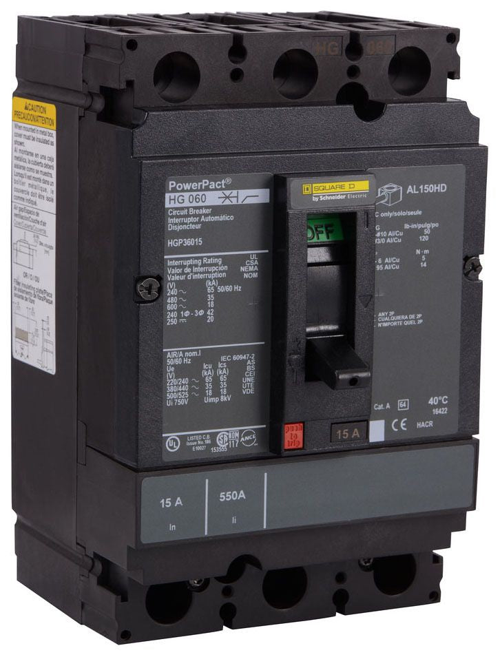 Square D HGP36000S15 Circuit Breaker | 600V 150A 3P 35kA@480V Bolt-On