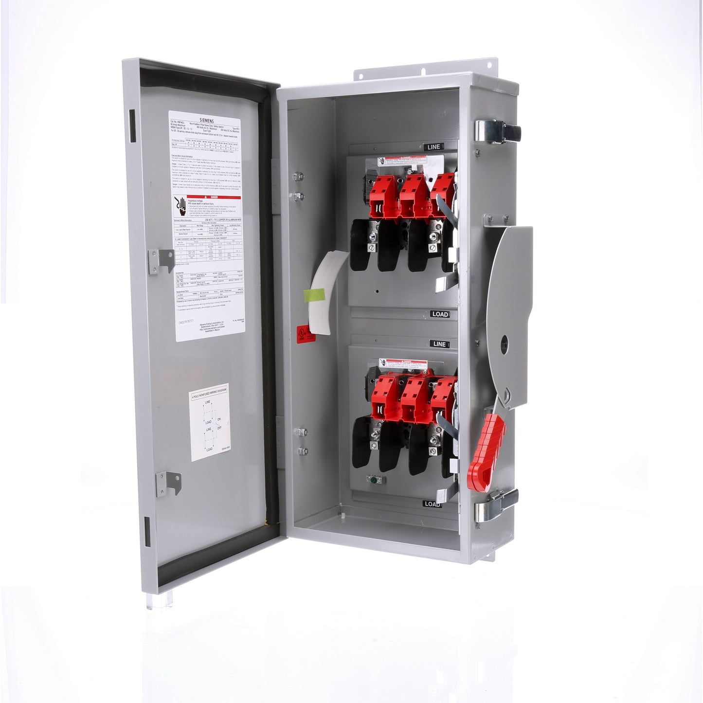 Siemens HNF462J Disconnect Switch | 600V 60A 3-Phase 4-Pole Non-Fusible 200kA@600V Bolt-On NEMA 12