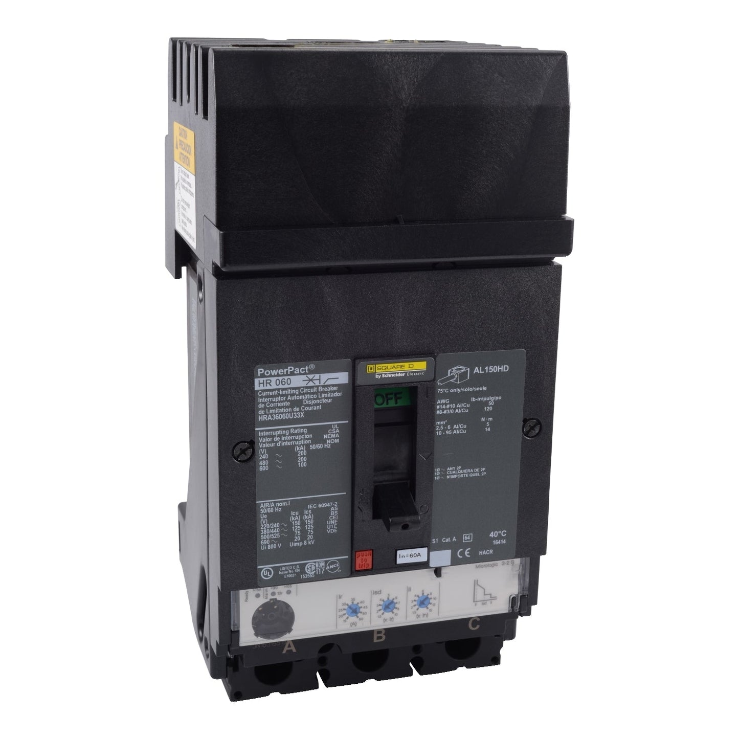 HRA36060U33X - Square D I-Line Style Plug-In 600V 60A 3 pole circuit breaker 200kA@480V - Essential Electric Supply
