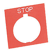 Eaton HT8SP34 STANDARD L-PLT | Standard Type 30.5 mm Size Pushbutton/Indicating Light Used on Square Shape NEMA 1/2/3/3R/4/4X/12/13 Enclosure Stop Legend Red Background Color 3/16 Inch Lettering Size 1.77 Inch W X 1.77 Inch H Legend Plate Size HT800