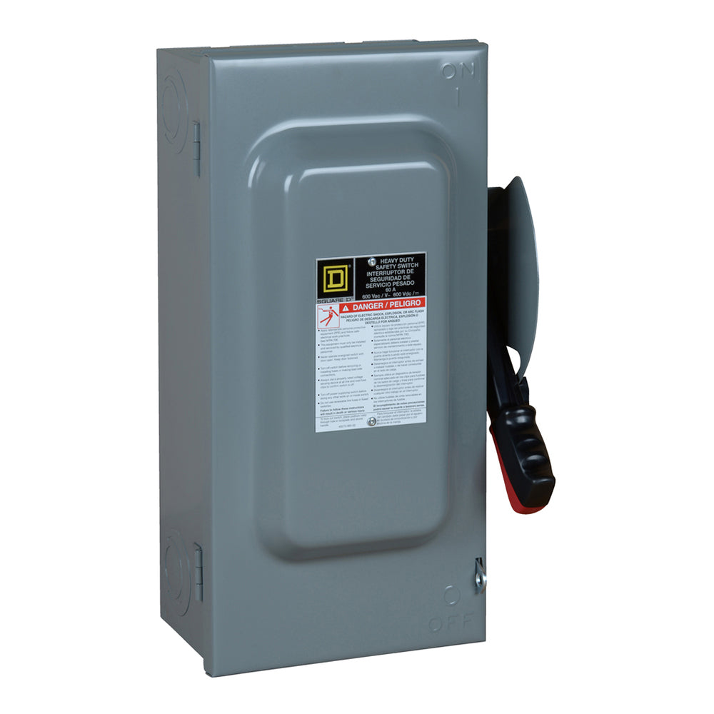 Square D HU362EI Heavy-Duty Safety Switch | 60A 3-Pole Non-Fusible 600 VAC/DC NEMA 1