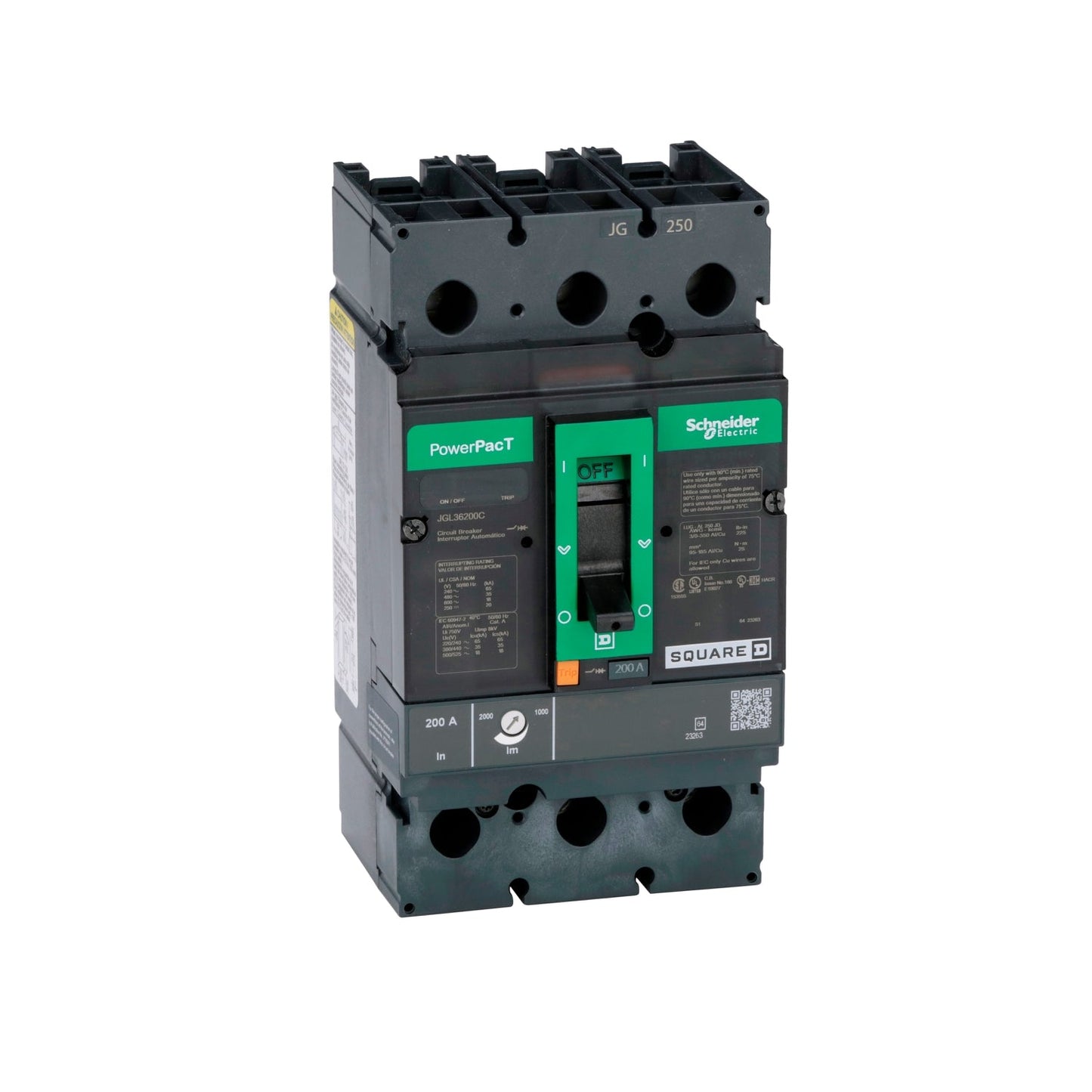 JGL36200C - Square D Feed-Thru 600V 200A 3 pole circuit breaker 35kA@480V - Essential Electric Supply