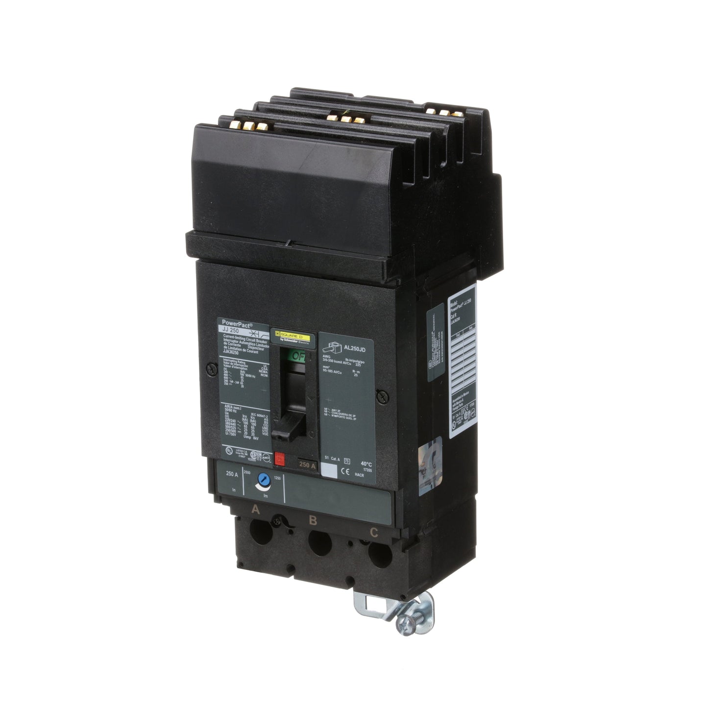 Square D JJA36250 Circuit Breaker | 600V 250A 3P 65kA@480V I-Line Style Plug-In Powerpact