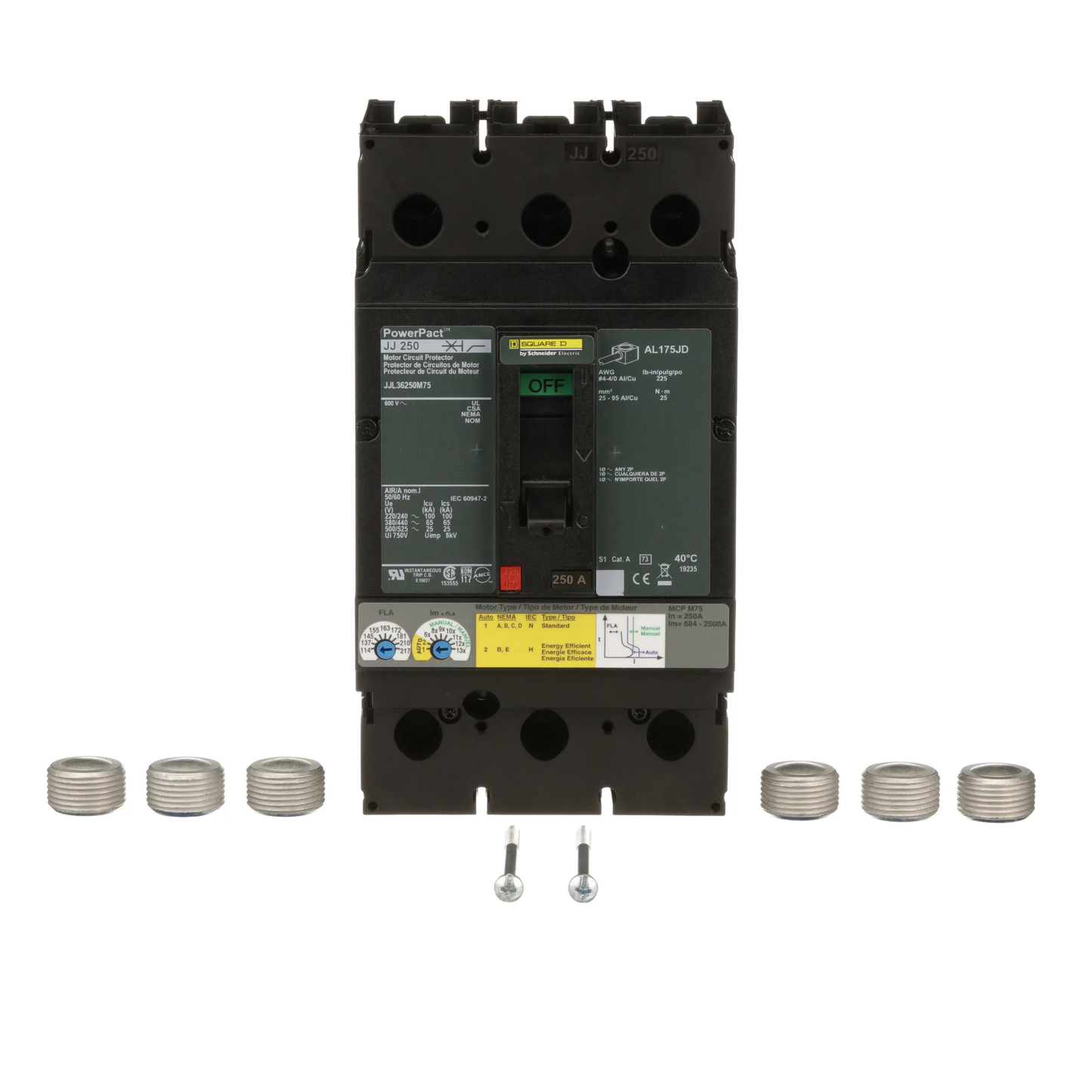 Square D JJL36250M75 Circuit Breaker | 600V 250A 3P 65kA@480V Feed-Thru Powerpact